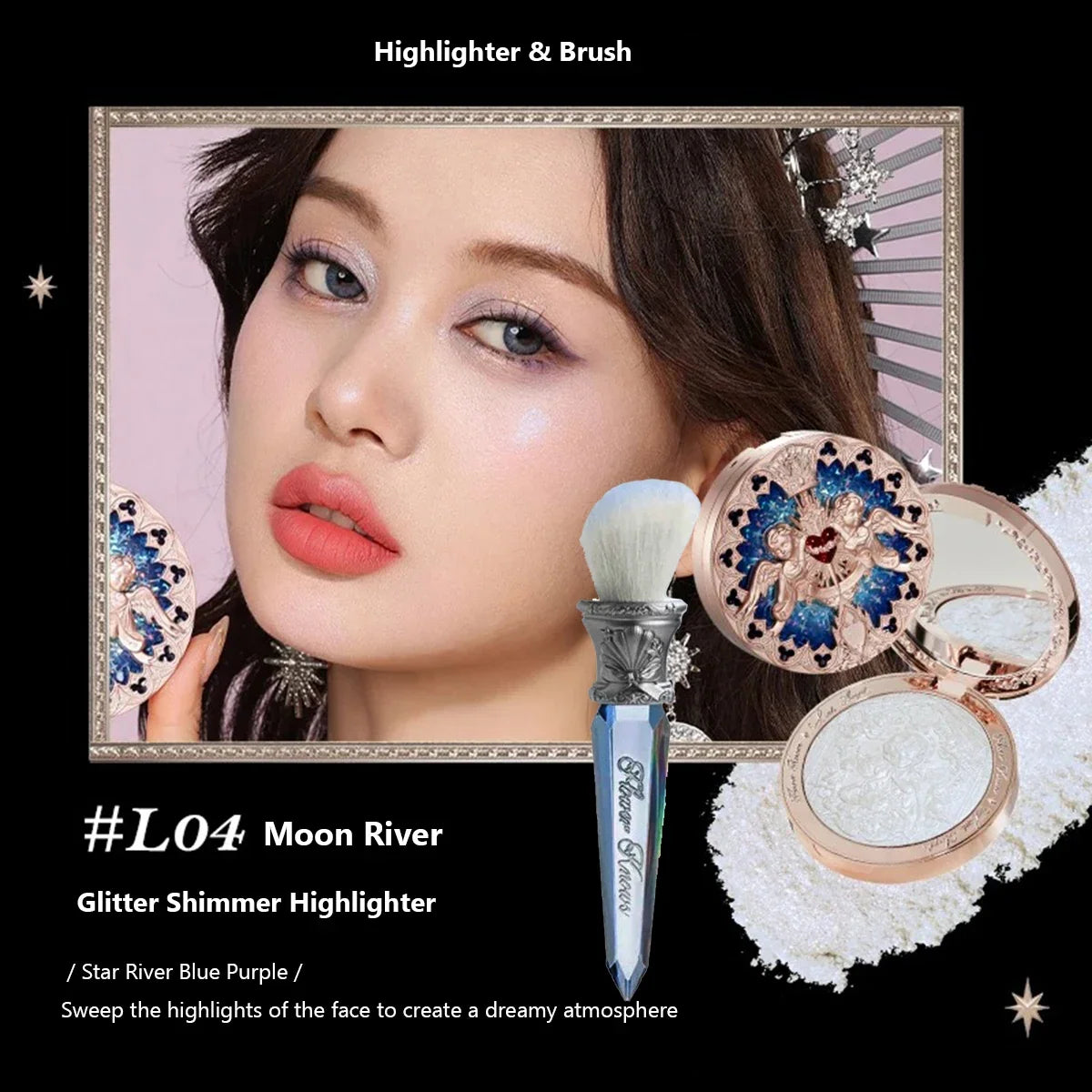 The Flower Knows Little Angel Collection Relief Highlight Face Powder iluminador Makeup Contour Highlighter Palette 8g/0.3Fl.oz