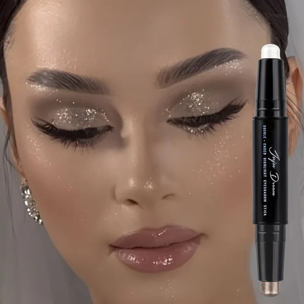Dual-Ended Eyeshadow Stick, Matte & Shimmer, Waterproof Long-Lasting 3-Color Creamy Pencil, Smoky & Natural, Xmas Winter