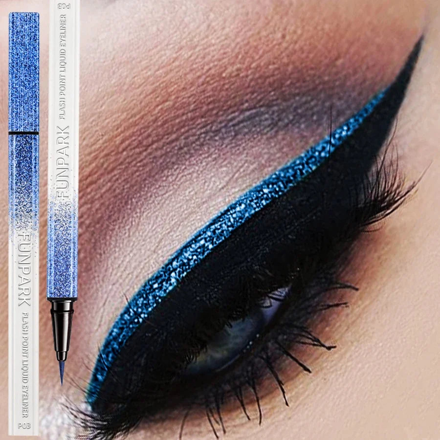 Bule Shimmer Waterproof Eyeliner Pen High-shine Liquid Eyeliner Korean Makeup Easy to Wear Cosmetics Smudge-Proof Eye Cosmetics