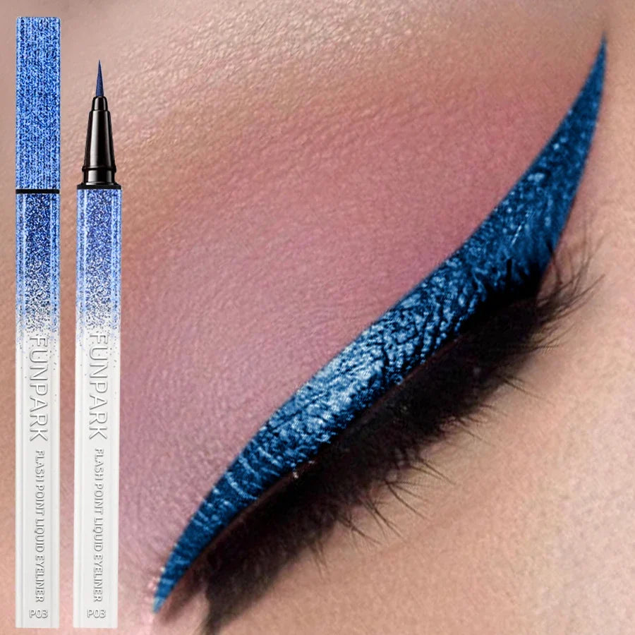 Bule Shimmer Waterproof Eyeliner Pen High-shine Liquid Eyeliner Korean Makeup Easy to Wear Cosmetics Smudge-Proof Eye Cosmetics