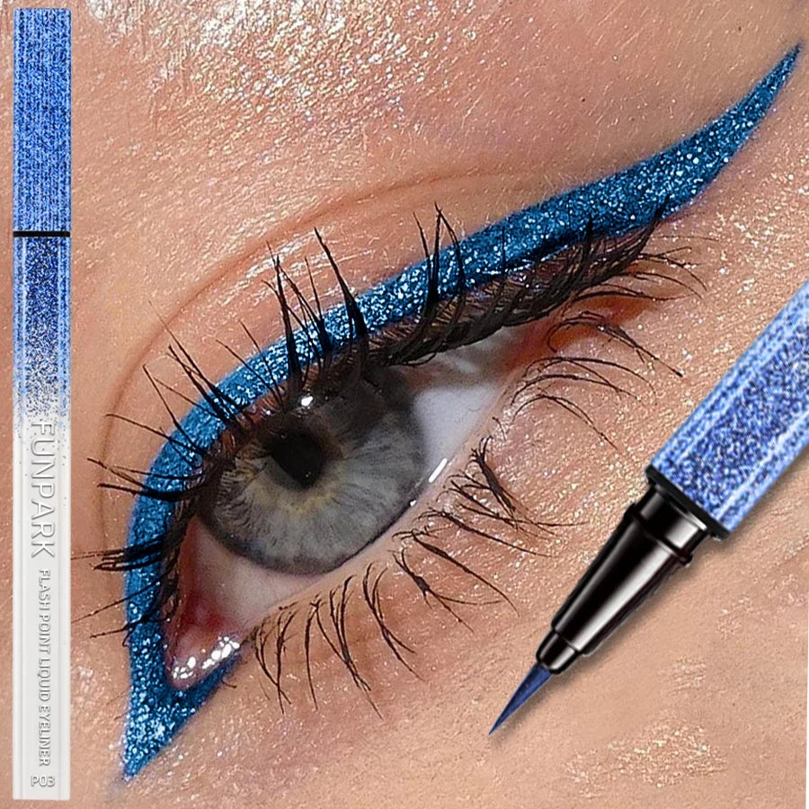 Bule Shimmer Waterproof Eyeliner Pen High-shine Liquid Eyeliner Korean Makeup Easy to Wear Cosmetics Smudge-Proof Eye Cosmetics