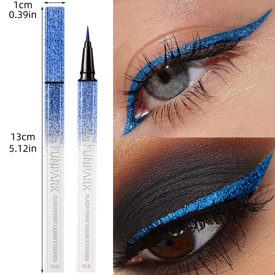 Bule Shimmer Waterproof Eyeliner Pen High-shine Liquid Eyeliner Korean Makeup Easy to Wear Cosmetics Smudge-Proof Eye Cosmetics