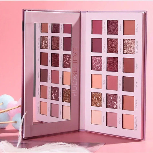 18-Color Eyeshadow Palette - Matte & Shimmer Cocoa Pigments