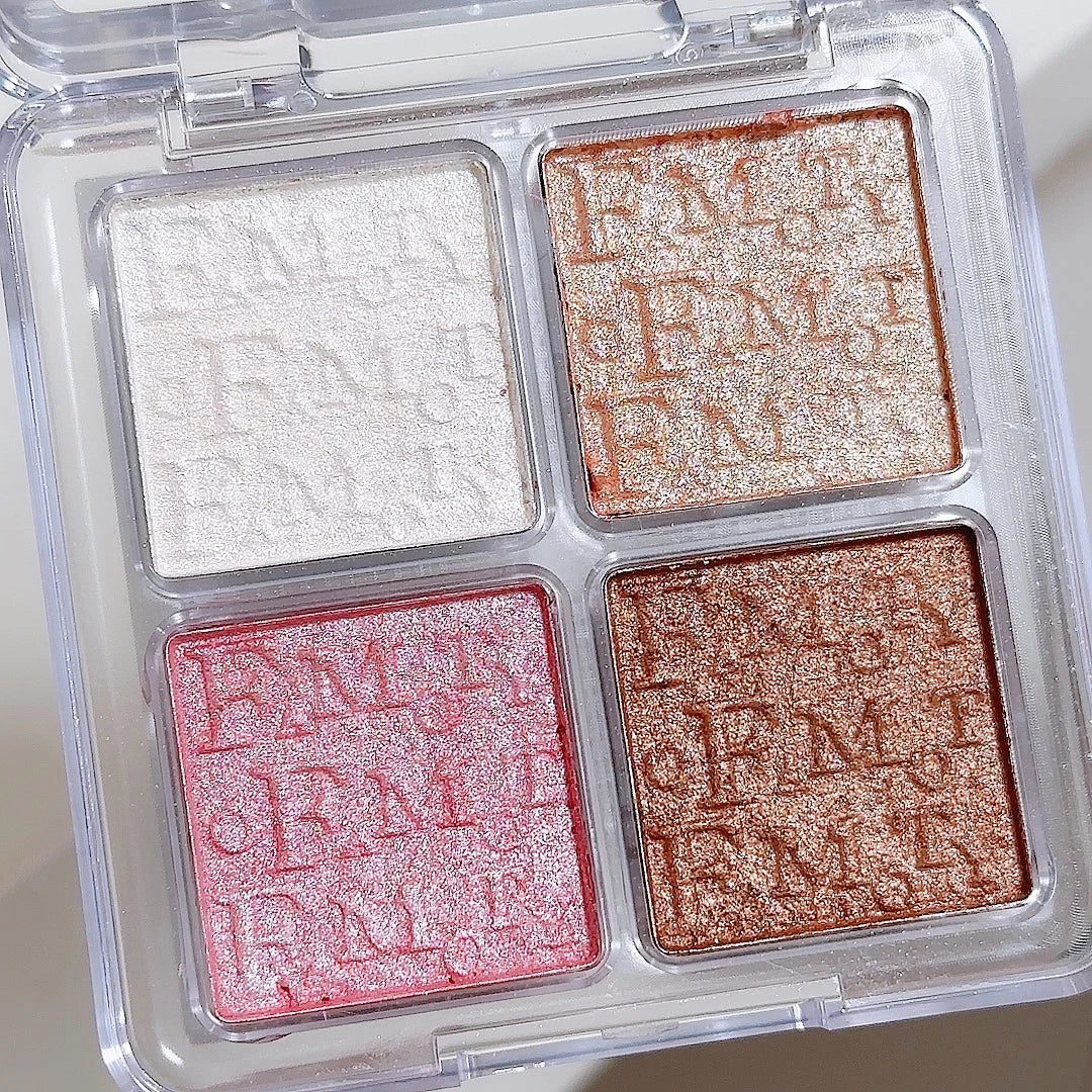 4-Color Face Highlighter Palette, Pearly Glitter Shimmer Smooth Baked ...