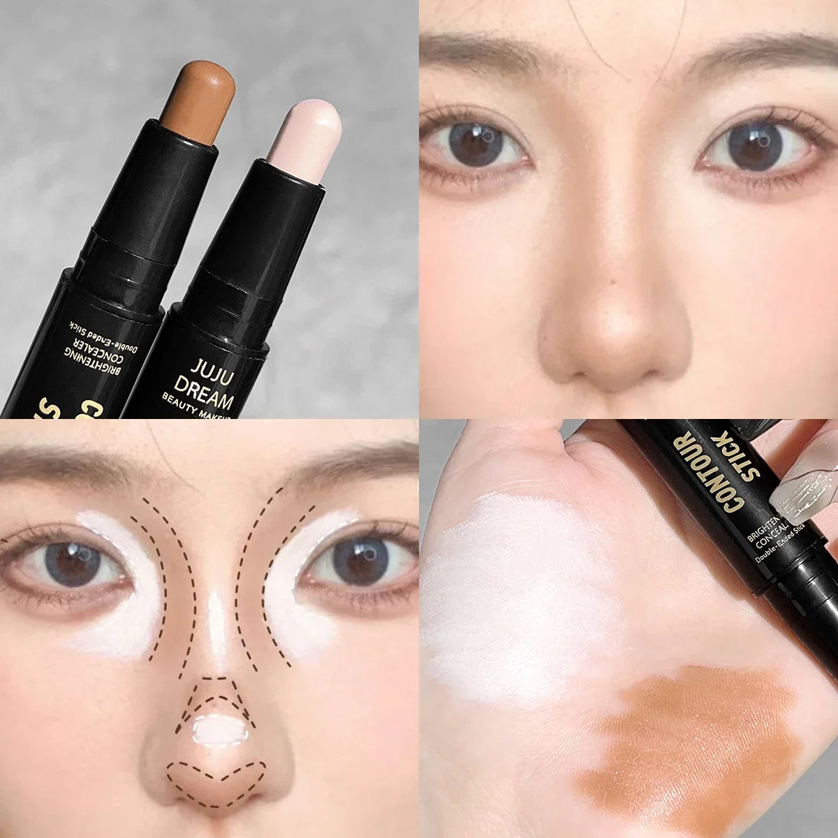 Double-ended dual-purpose high-light trimming stick, three-dimensional contour, nose shadow, facial shape, brighten and trimming